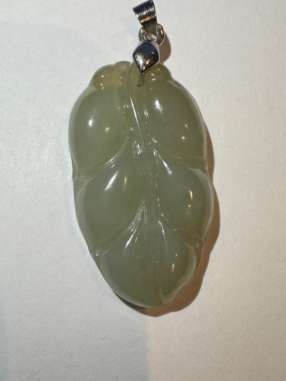 Jade Green Leaf Jade Pendant Necklace - Unbranded